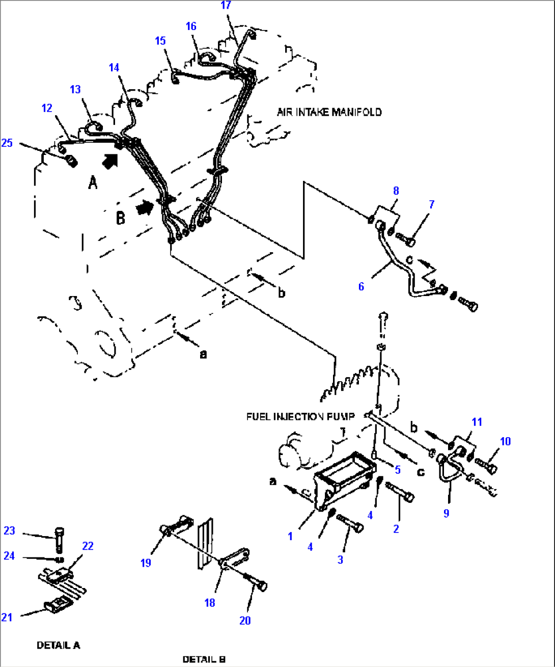 FIG. A4030-A3E5 FUEL INJECTION PUMP PIPING