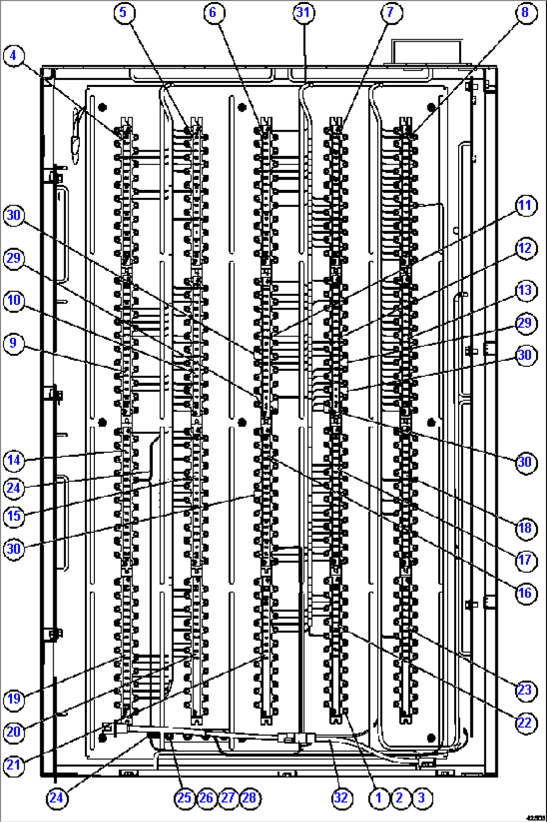 AUXILIARY CONTROL CABINET COMPONENTS - REAR WALL