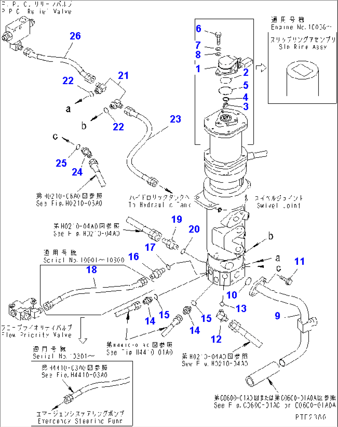 SWIVEL JOINT (ANGLE SENSOR AND HYDRAULIC PIPING)(#10001-10372)