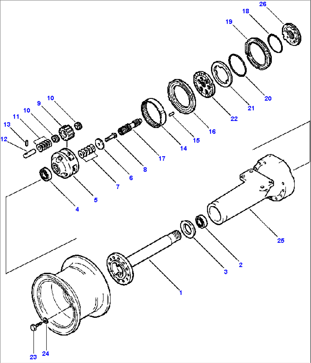 AXLE ASSEMBLY FRONT AND REAR FINAL DRIVE AND WHEEL BRAKE