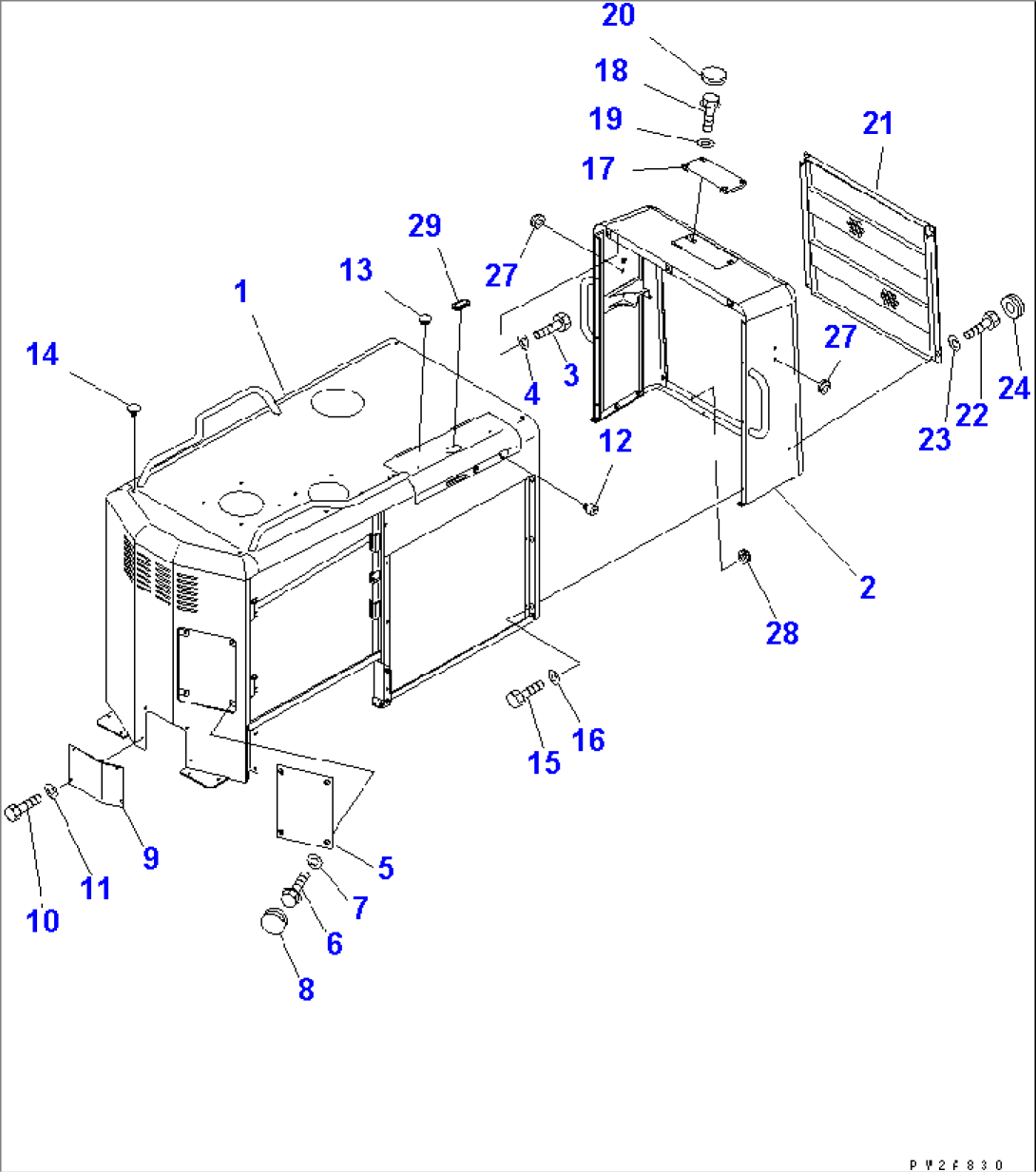 ENGINE HOOD AND RADIATOR GUARD (1/2)(#50001-51000)