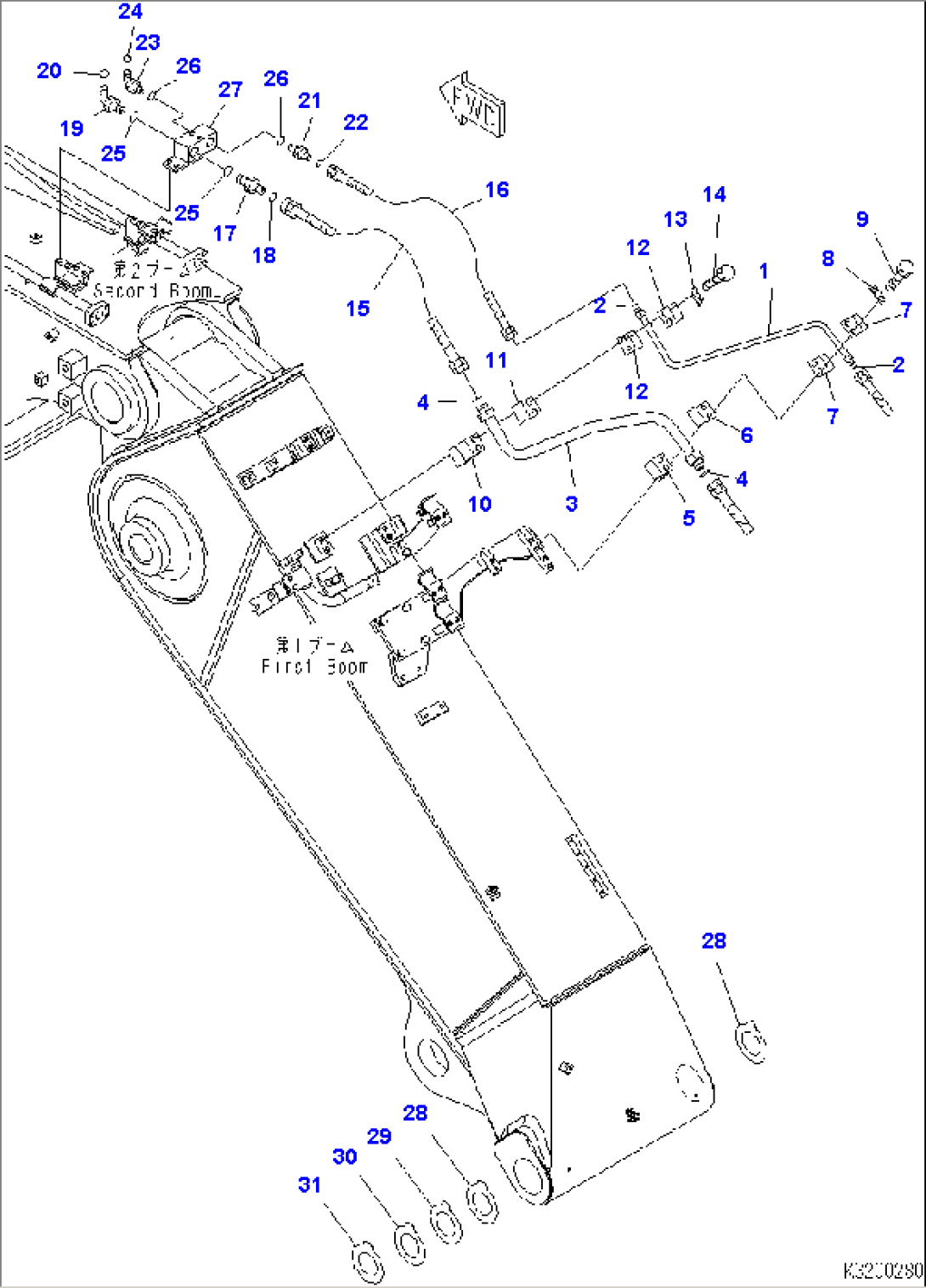 2-PIECE BOOM (BURST VALVE LINE) (ARM CYLINDER SIDE)