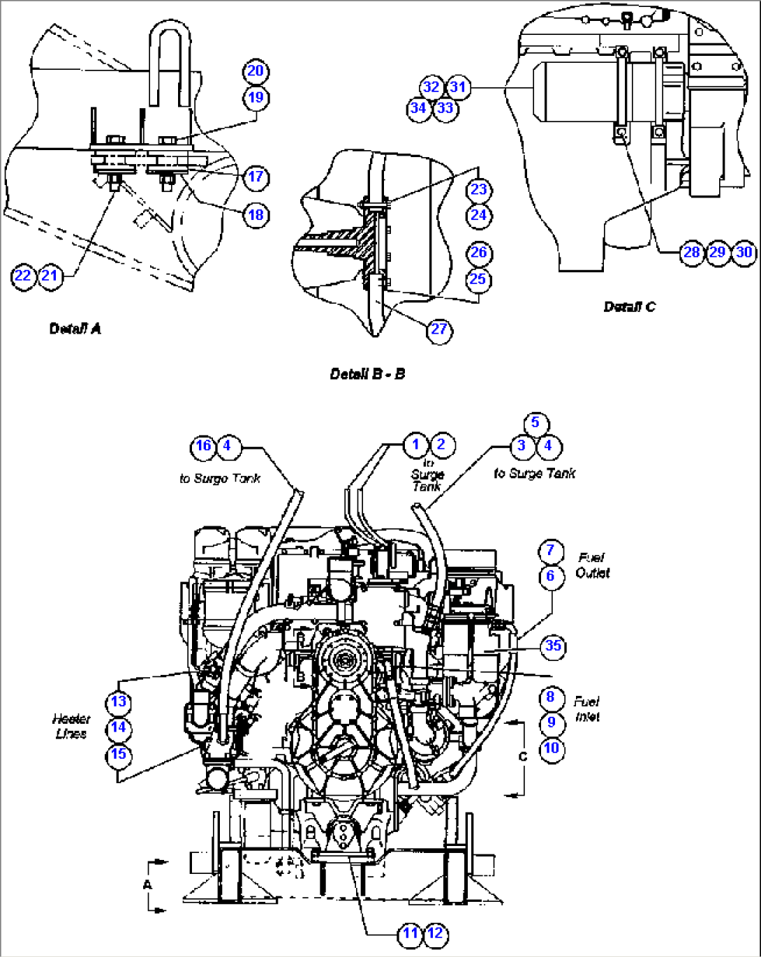 ENGINE & COMPONENTS INSTL (FRONT VIEW)