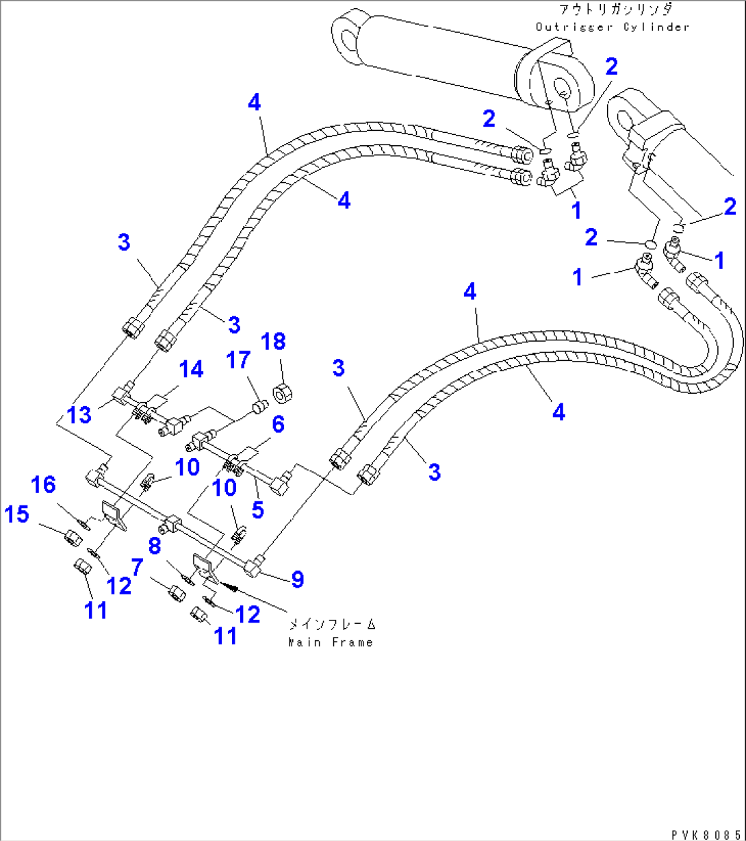 FRONT DOZER AND REAR OUTRIGGER PIPING (2/4)