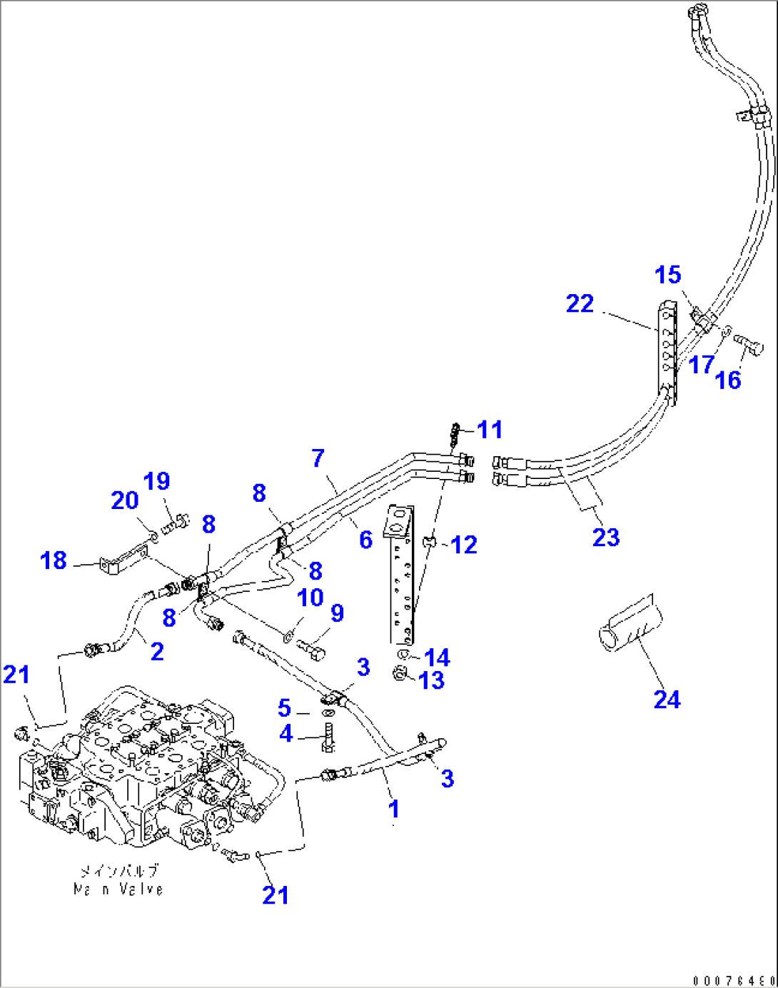 HYDRAULIC PIPING (P.P.C PIPING) (1/2) (VALVE SIDE) (FOR 3-SPOOL VALVE)