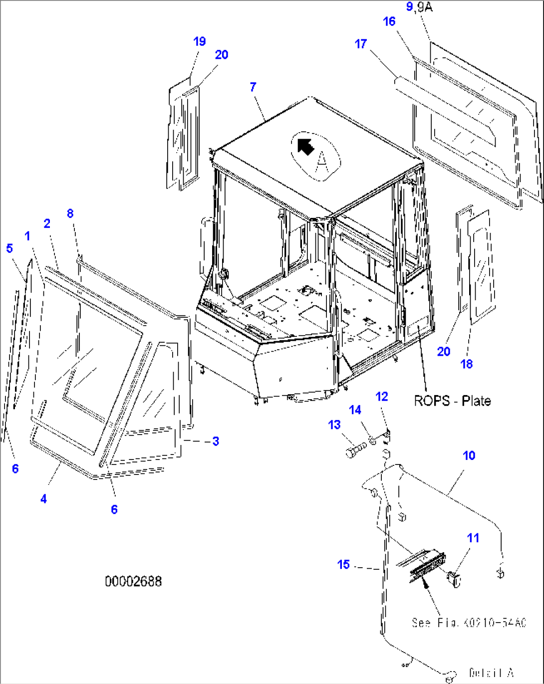 ROPS CAB (BODY AND GLASS) (ROPS MODEL NO: 6VB4IA-R)