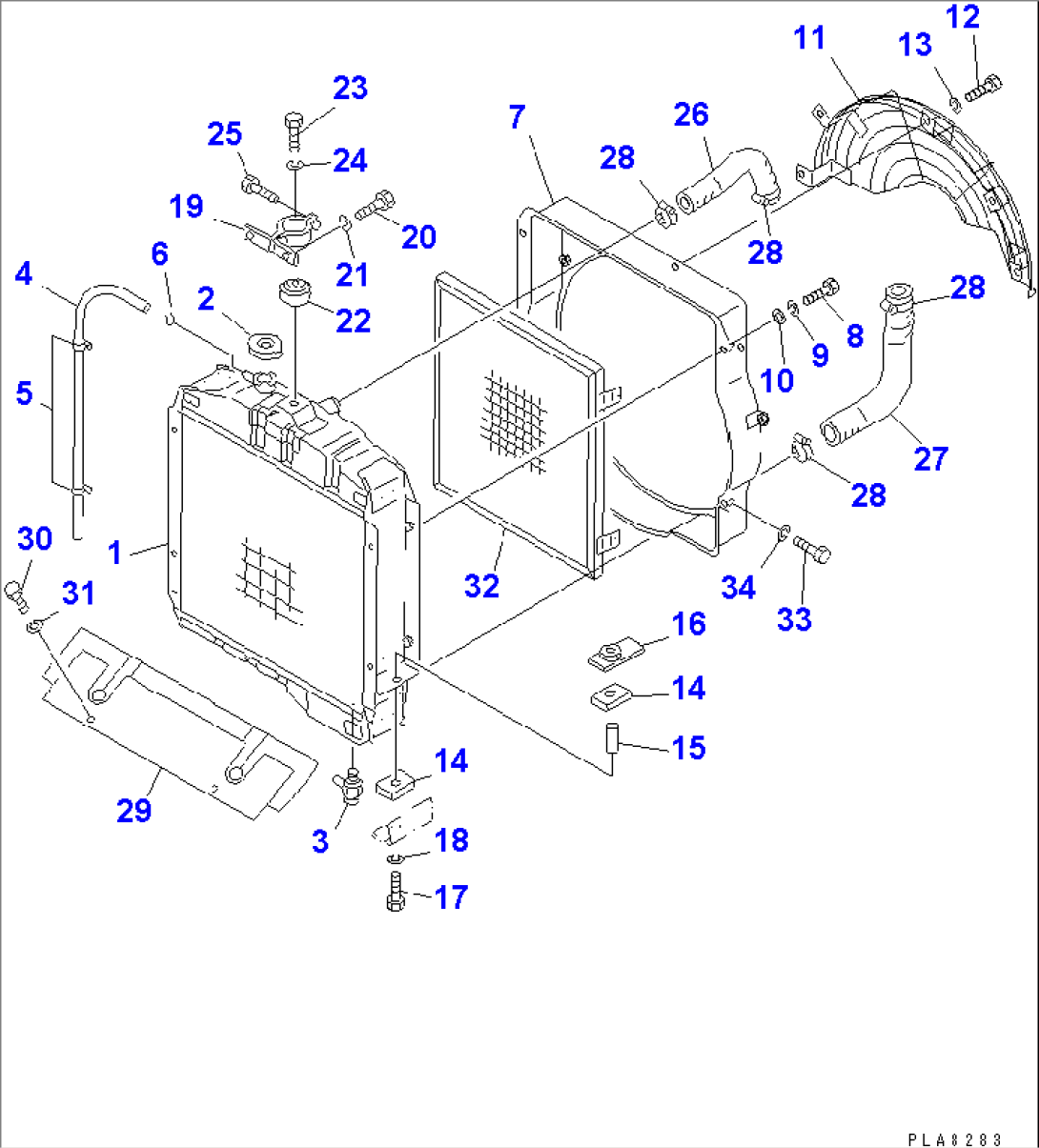 RADIATOR AND PIPING (WITH SANDY DUSTY PROTECTION GRID)(#61131-61131)