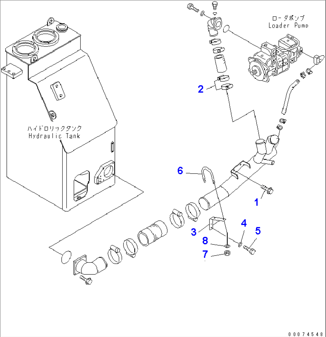 HYDRAULIC PIPING (SUCTION LINE)(#51075-)
