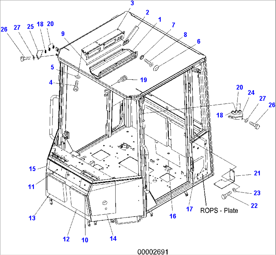 ROPS CAB (SHEET, COVER) (ROPS MODEL NO: 11202760-P01)
