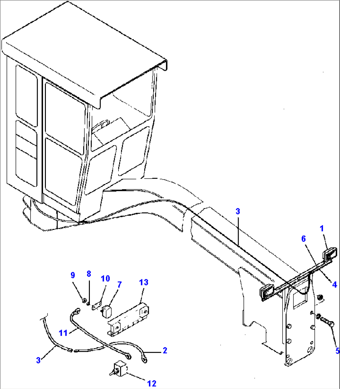 FIG. E5160-01A0 FRONT BAR HEADLIGHT - WITH CAB-MOUNTED HEADLIGHTS