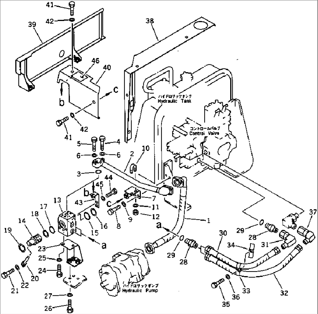 HYDRAULIC PIPING (WITH BLADE-SCRAPER SELECT VALVE)(#3001-)