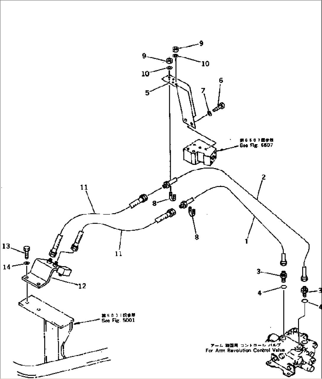 HYDRAULIC PIPING (ARM REVOLUTION LINE) (CHASSIS SIDE)