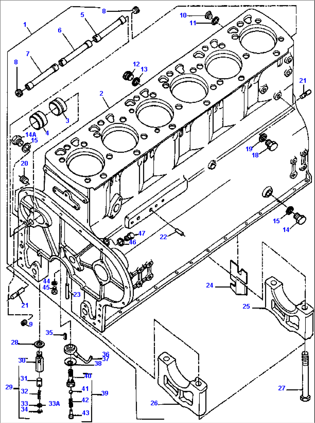 CYLINDER BLOCK AND ATTACHING PARTS