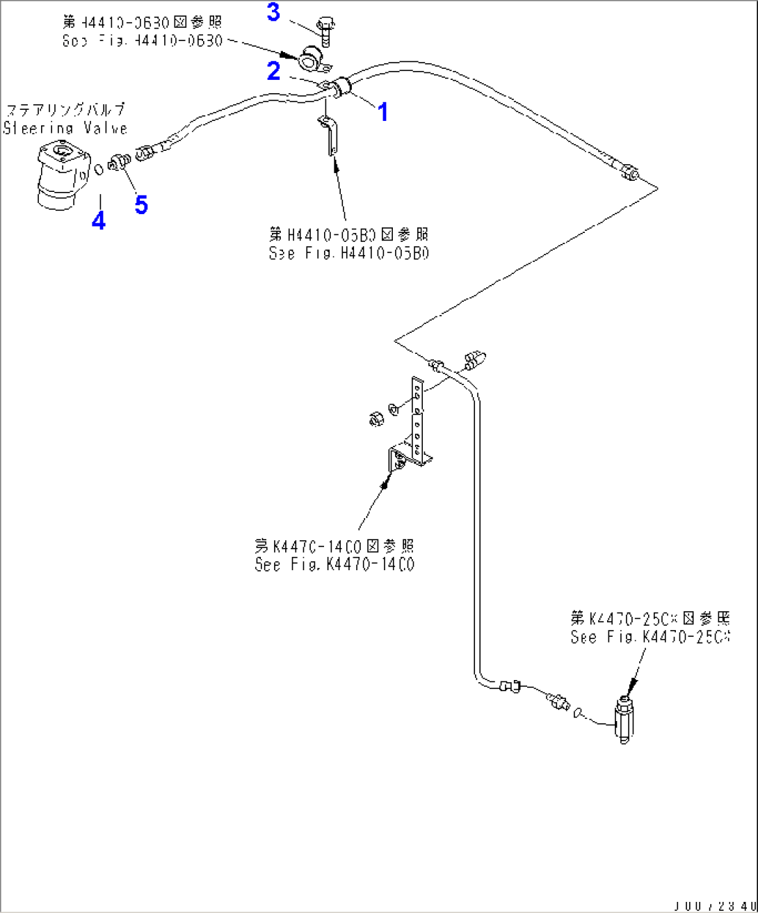 STEERING LINE (STEERING VALVE TO ACCUMULATOR PIPING MOUNTINGU PART) (-40ßC SPEC.)(#52406-)