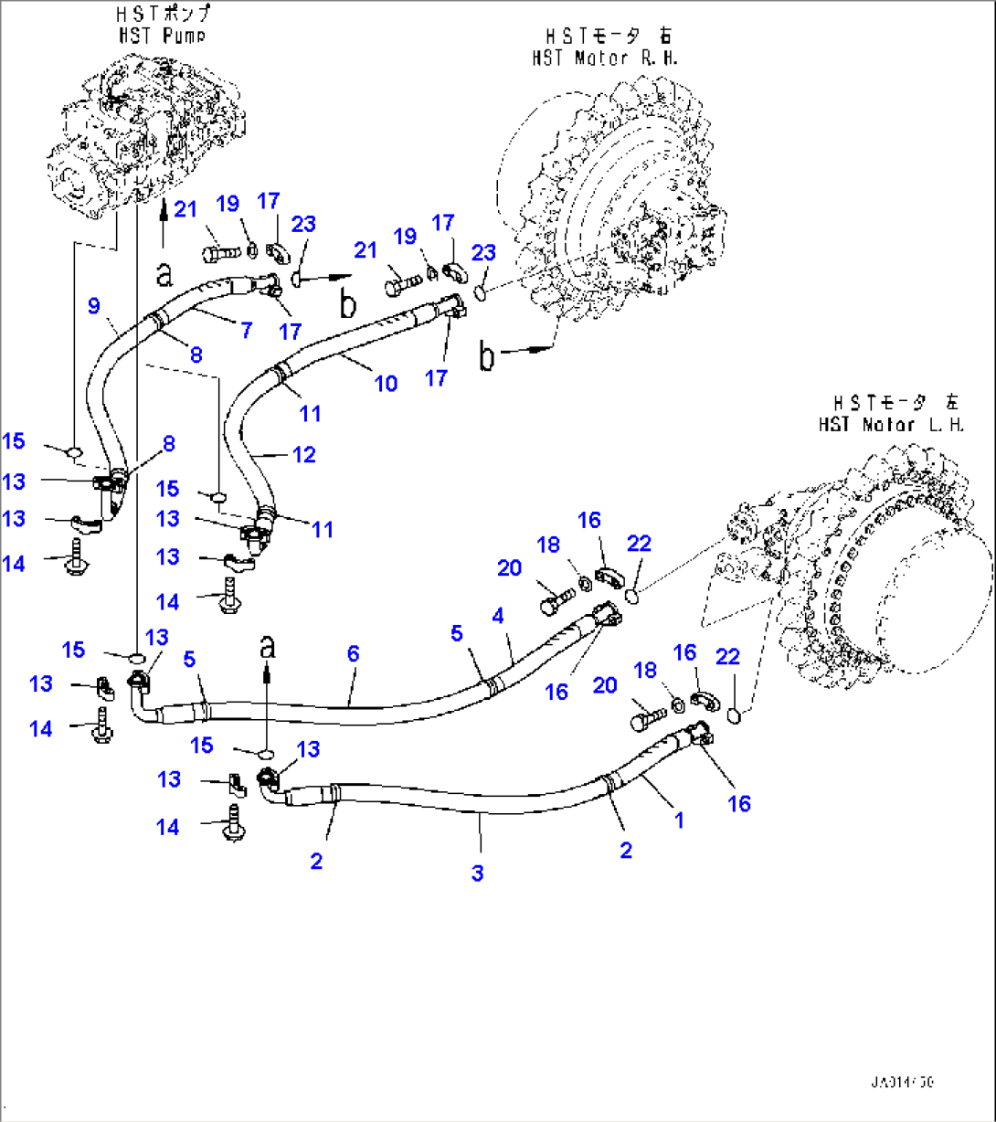 Hydrostatic Transmission Control Piping, Travel Motor Piping (#B60001-)