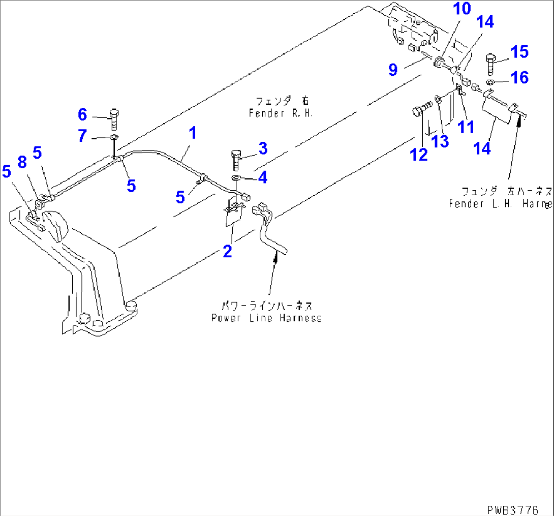 FENDER WIRING¤ R.H. (COLD WEATHER (B) SPEC.)