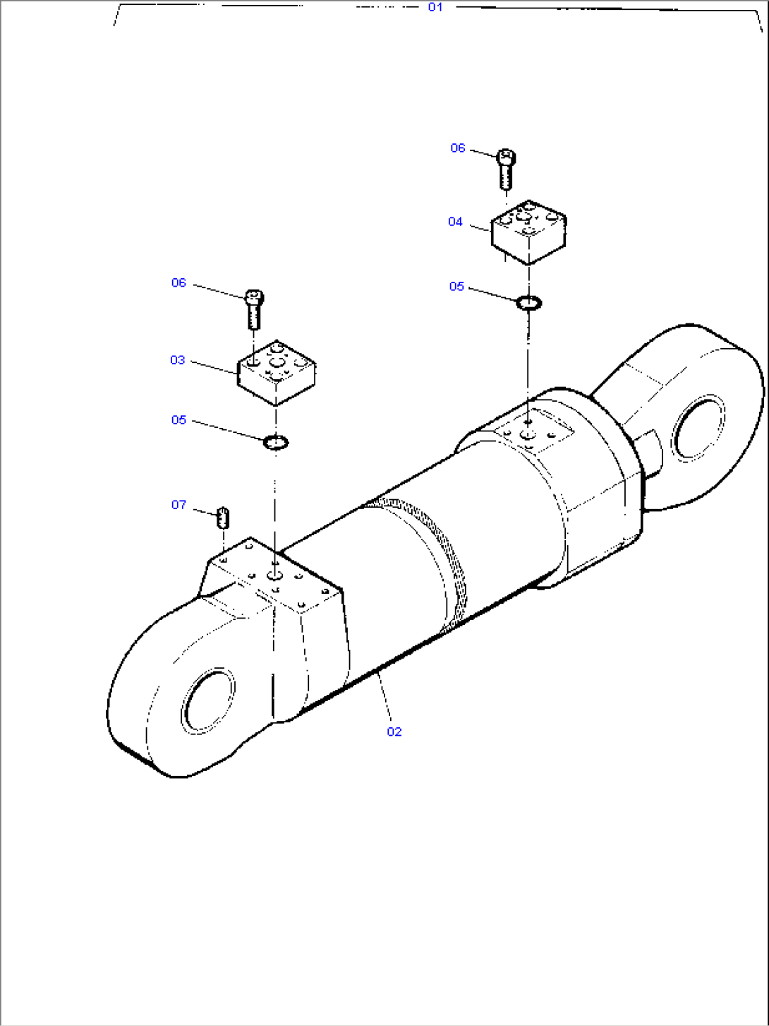 Boom Cylinder with Adapter, R.H. and L.H.