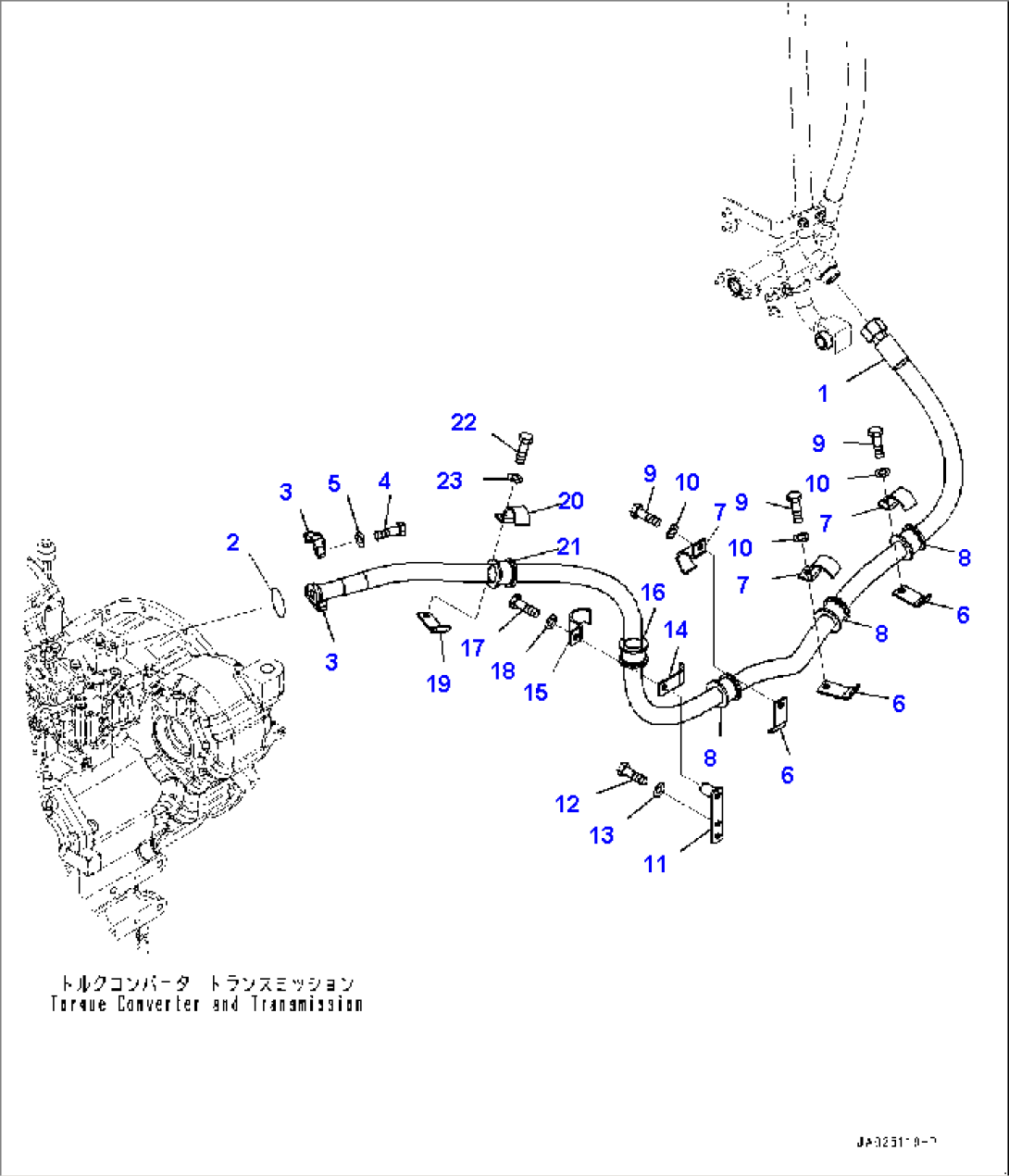 Transmission Cooling Piping, Transmission Piping (1/2) (#1001-)