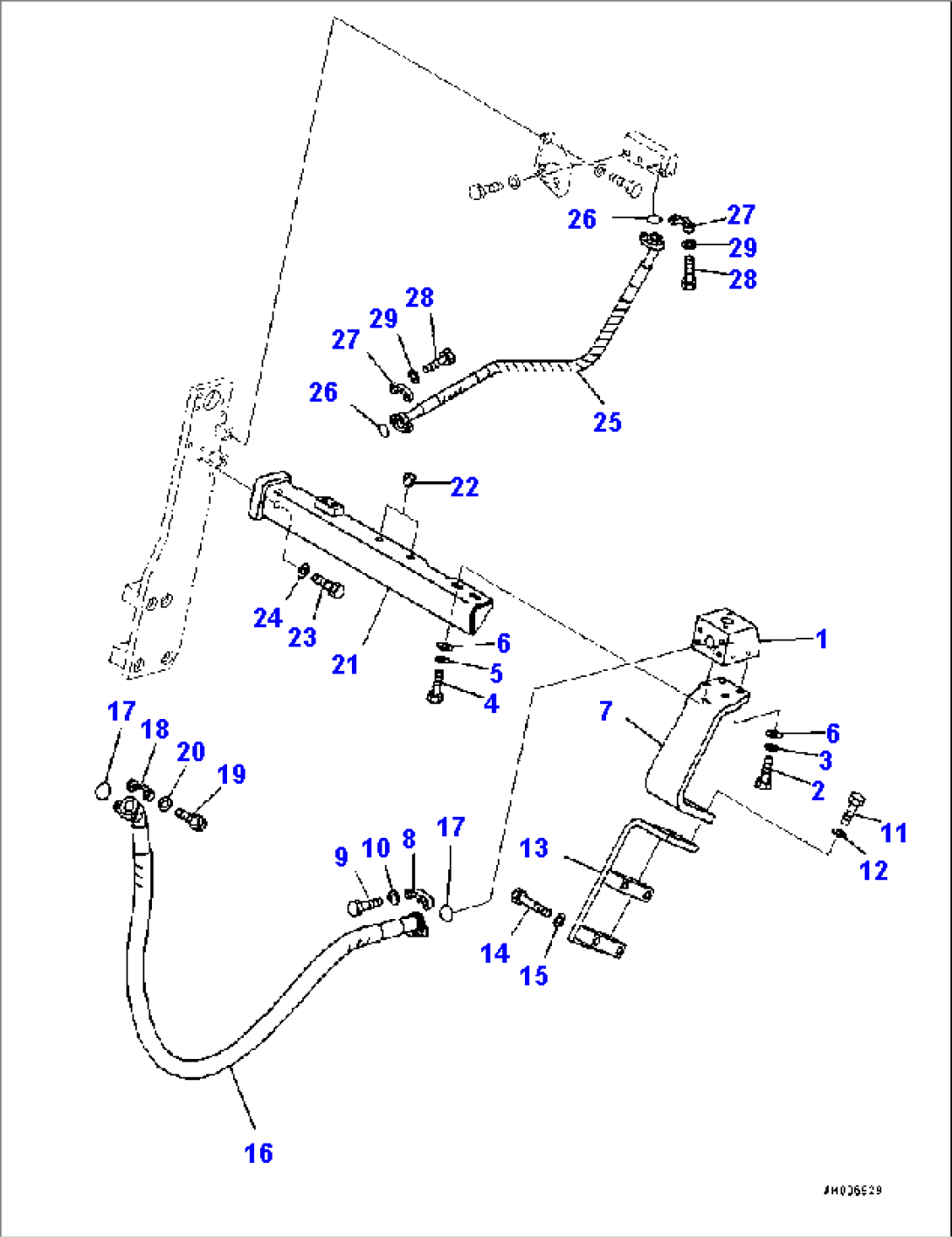 ATTACHMENT LINE (MAIN LINE¤ L.H.) (FOR 1-ACTUATOR)