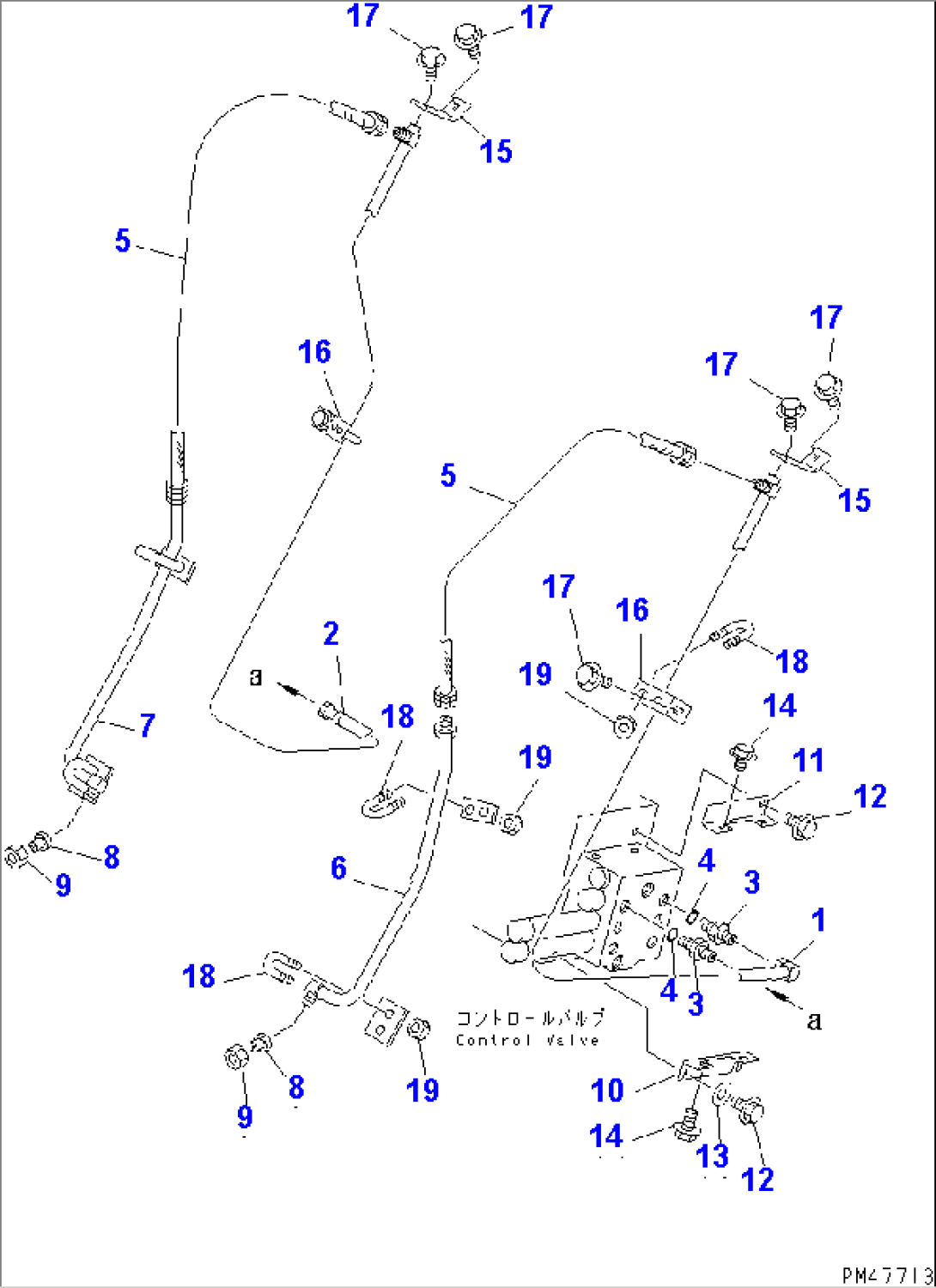 HYDRAULIC PIPING (FRONT ATTACHMENT LINE) (WITH 3-SPOOL CONTROL VALVE)(#50001-)