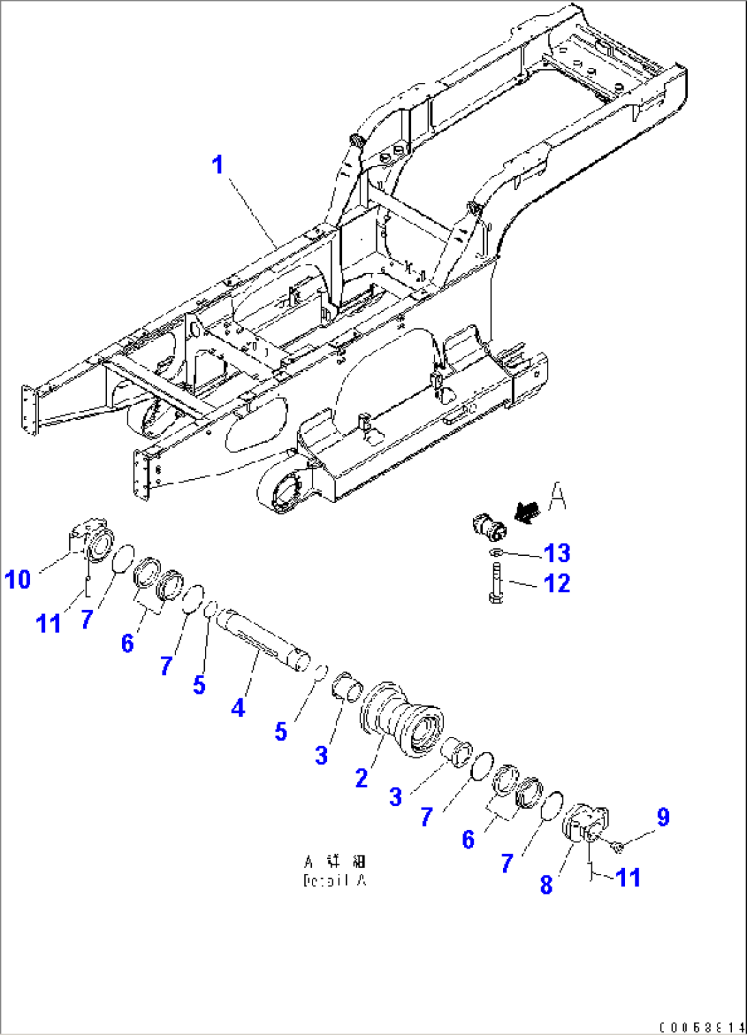 TRACK FRAME (FRAME AND TRACK ROLLER) (WITH WATER SPRAY) (TRACK ROLLER PLUS 4 TYPE)(#2001-)