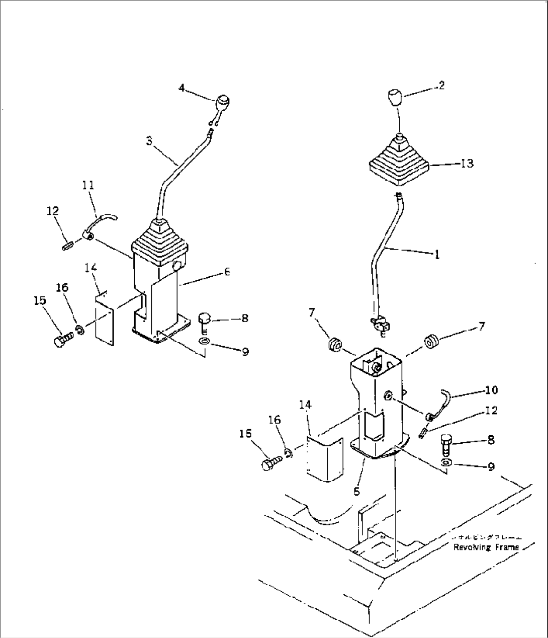 WORK EQUIPMENT CONTROL LEVER (1/2) (6 WAY SHIFT PATTERN SPEC.)(#29361-)