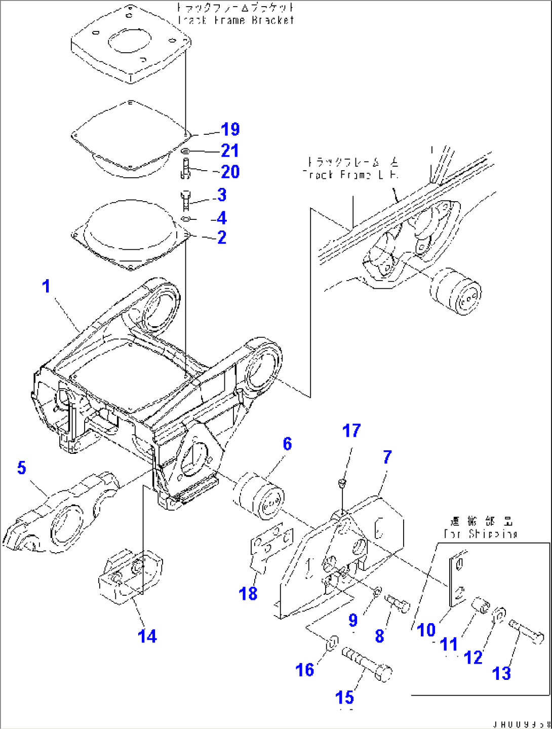 TRACK FRAME (L.H.) (2ND BOGIE) (COLD WEATHER SPEC.) (FOR FULL ROLLER GUARD) (7 ROLLER)