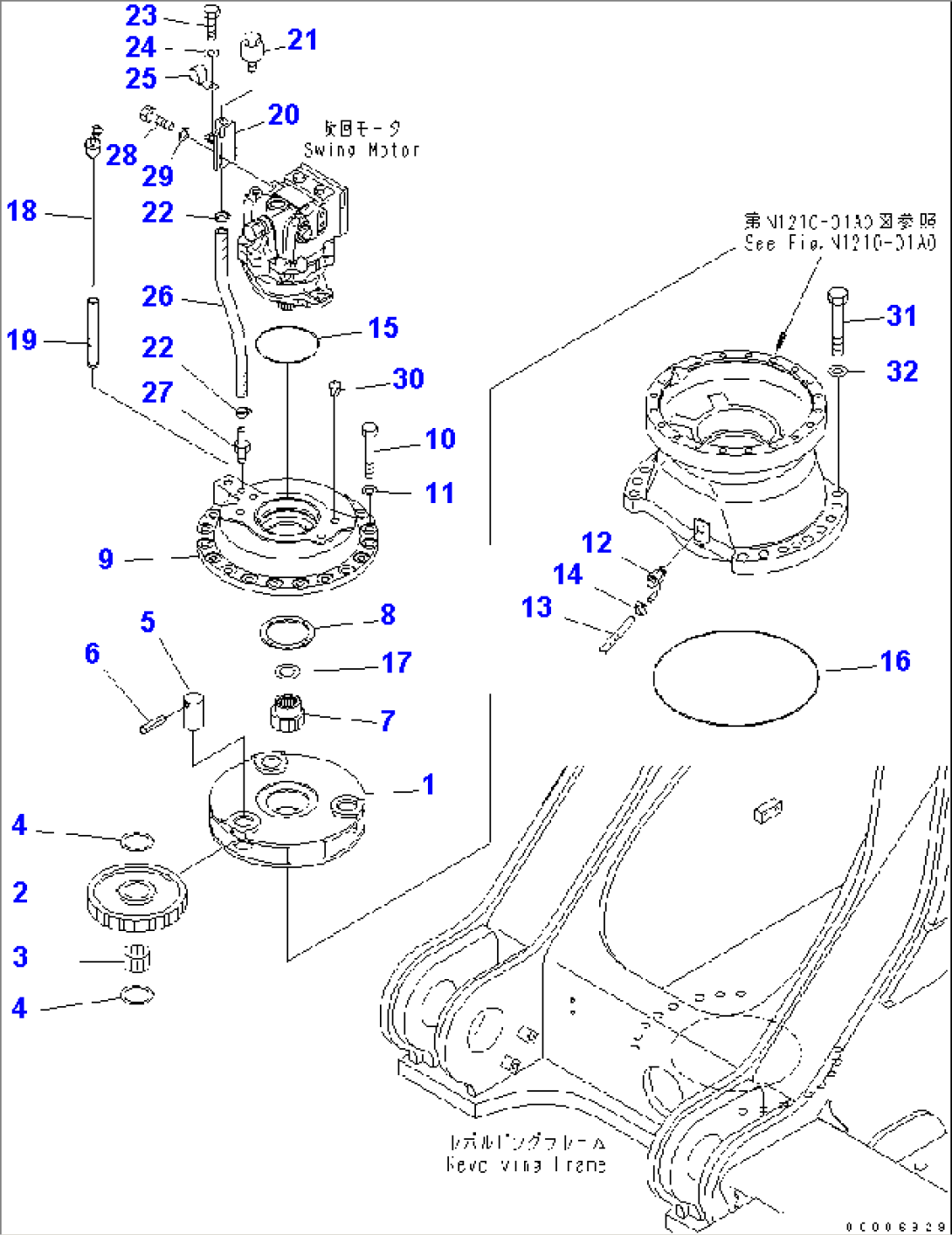SWING MACHINERY (1ST CARRIER AND GAUGE SUPPORT) (FRONT)