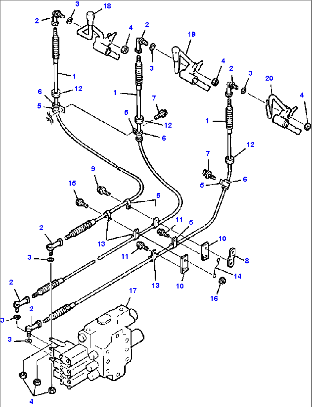 FIG NO. 6622 EQUIPMENT CONTROL LEVER LINKAGE MACHINES WITH THREE-SPOOL CONTROL VALVE