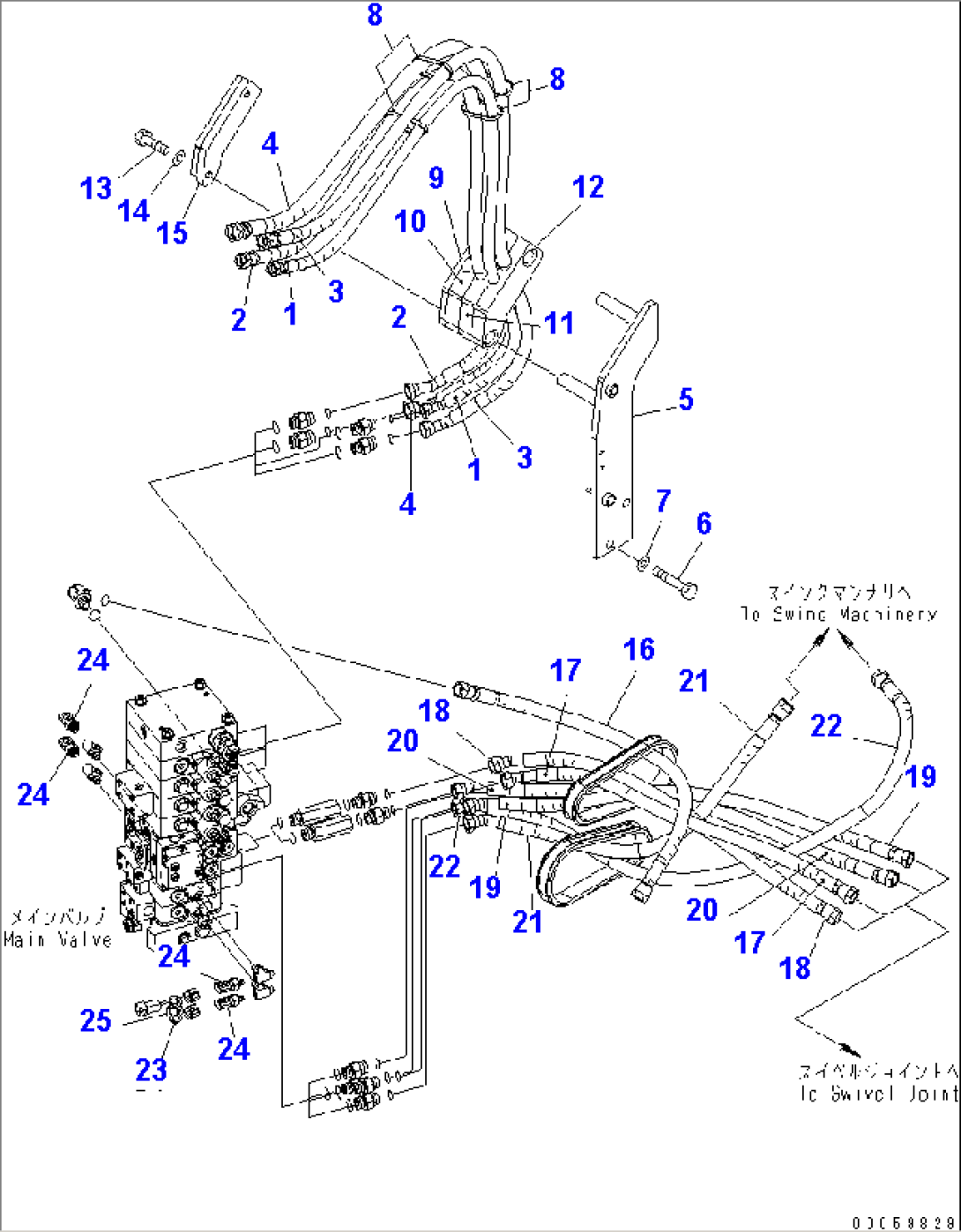 ARM AND BUCKET LINE (3/3) (FOR 1-ATTACHMENT)(#20001-)