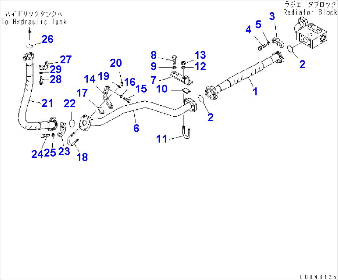 HYDRAULIC PIPING (RADIATOR BLOCK TO HYDRAULIC TANK LINE)(#55001-)