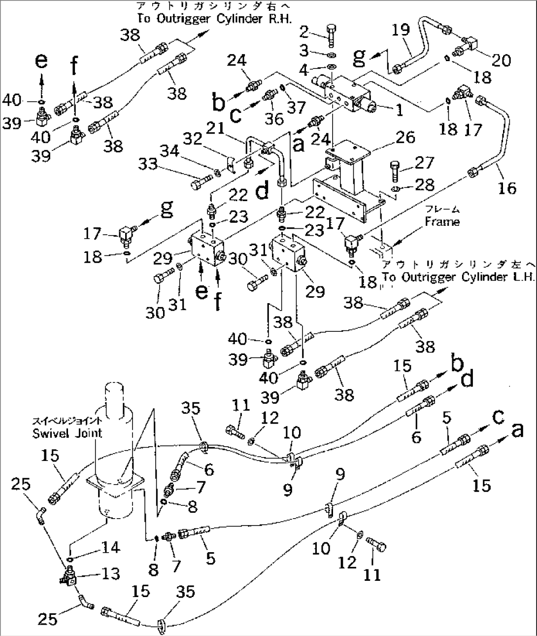 OUTRIGGER HYDRAULIC PIPING (LOWER) (L.H.¤ R.H. INDEPENDENT MOVEMENT)(#2455-)