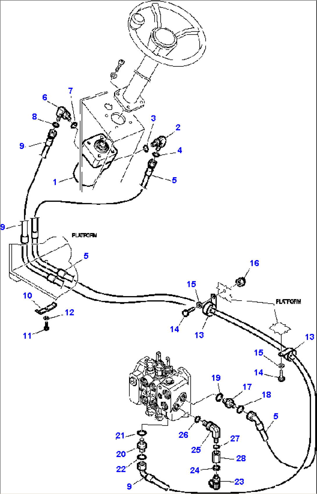 FIG. H6550-01A0 HYDRAULIC PIPING - STEERING LINE TO STEERING VALVE