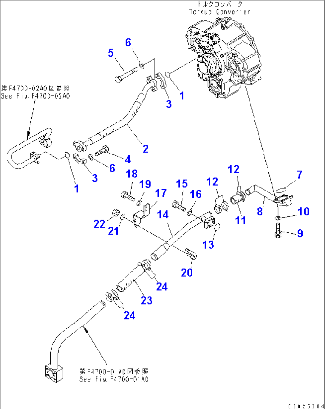 TORQUE CONVERTER AND TRANSMISSION LINE (TORQUE CONVERTER PIPING¤ 1/2) (WITH BRAKE COOLING)(#52001-52405)