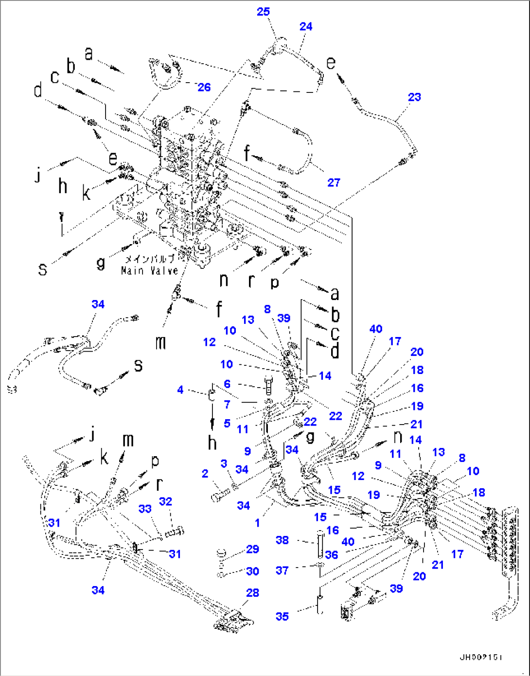 Proportional Pressure Control (PPC) Valve Piping, 1-actuator