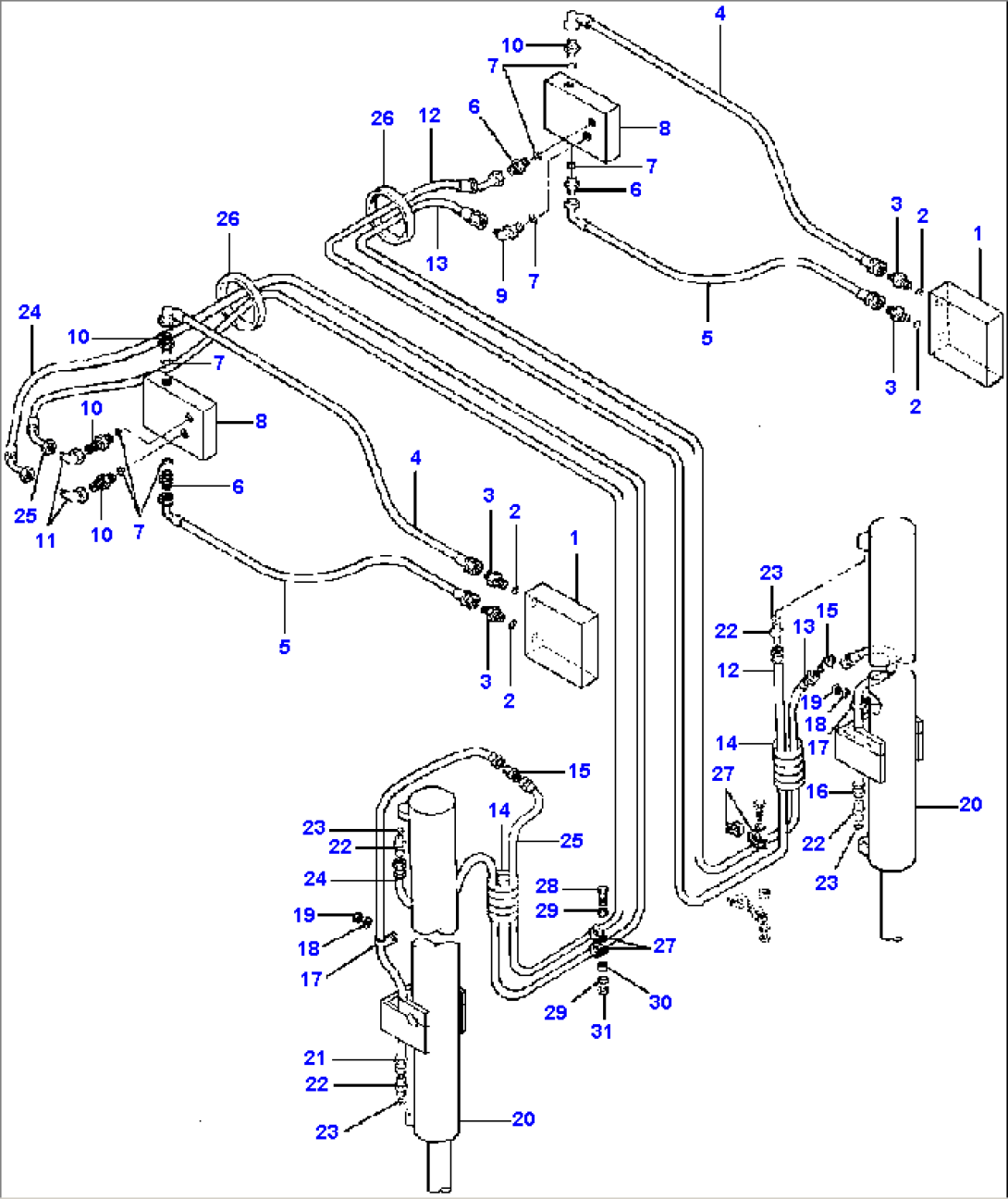 FIG. H5110-01A6 DRAWBAR LIFT ACTUATOR LINES - R.H. AND L.H. 90° BLADE SUSPENSION