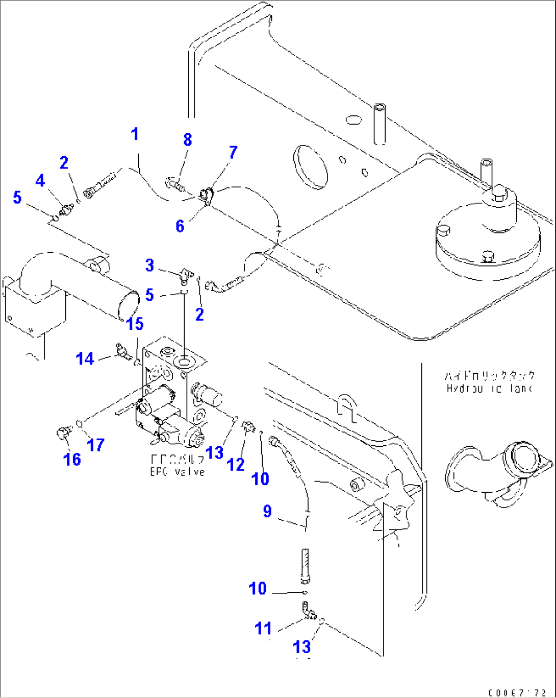HYDRAULIC TANK (HYDRAULIC TANK TO EPC VALVE)(#15025-)