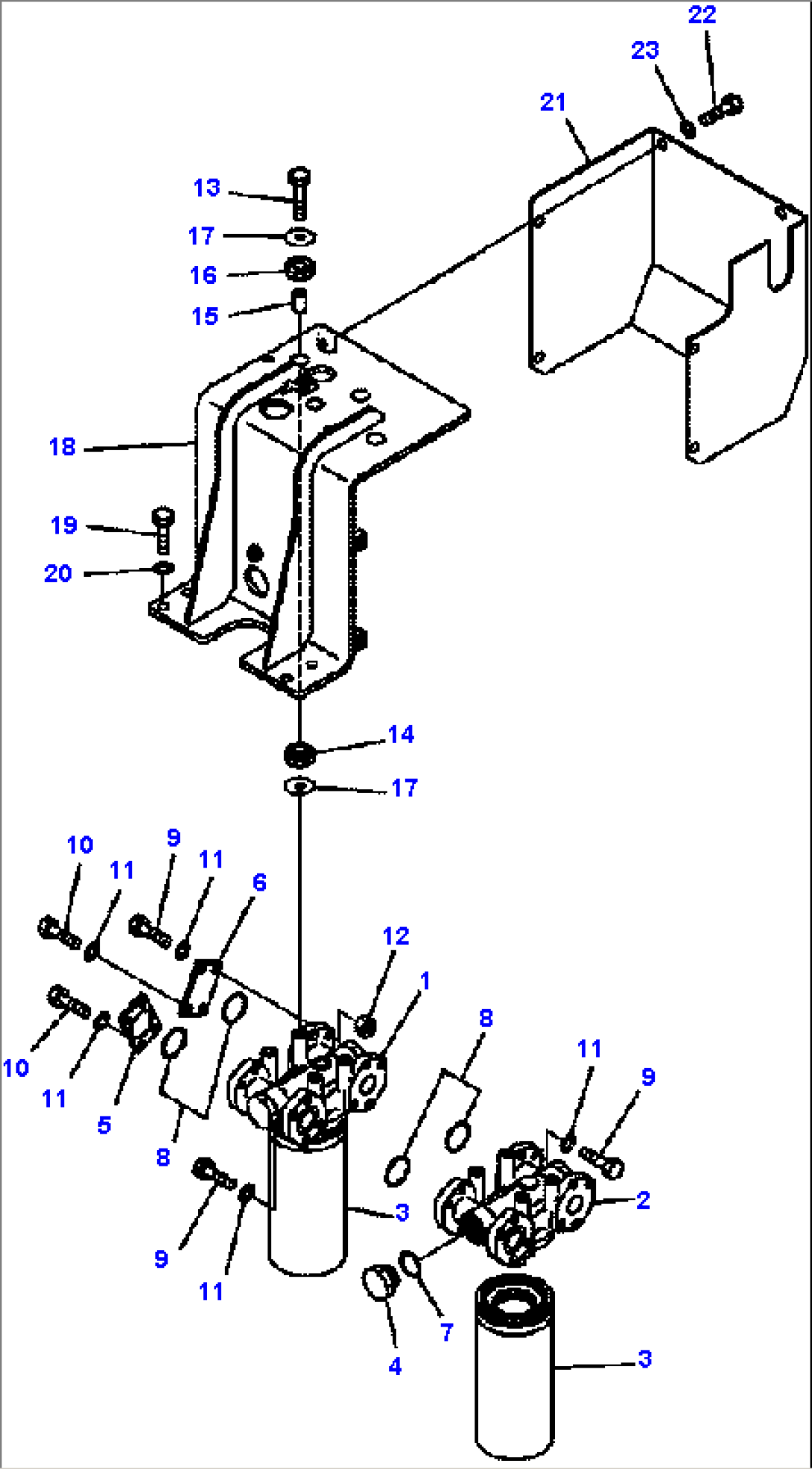 FIG. H3310-02A0 HYDRAULIC PIPING - TRANSMISSION OIL FILTER AND MOUNTING PARTS
