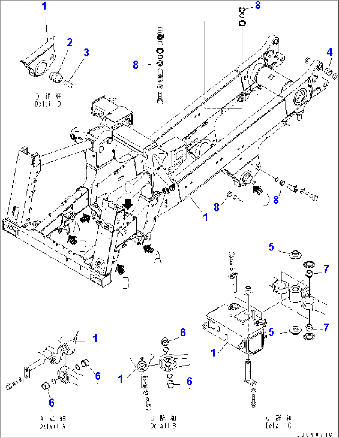 MAIN FRAME (FRAME) (STAIRWAY¤ BATTERY DISCONNECT SWITCH¤ ENGINE SIDE COVER¤ ASR)(#8060-)