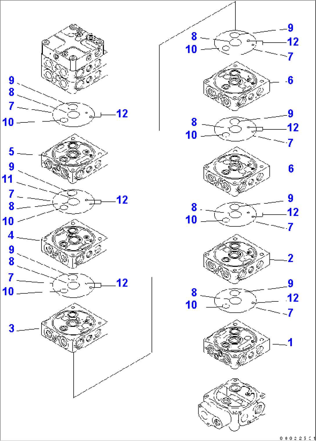 MAIN VALVE (9-SPOOL) (1/9) (FOR 2-PIECE BOOM)