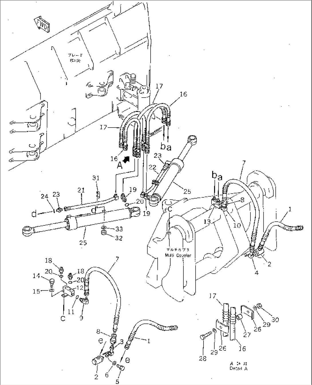 PITCH AND ANGLE SNOW PLOW (ANGLE CYLINDER LINE) (WITH HYDRAULIC MULTI COUPLER)(#10001-(0004))