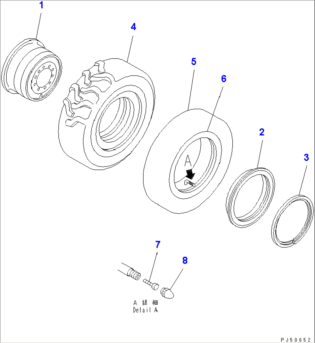 WHEEL AND TUBED TIRE