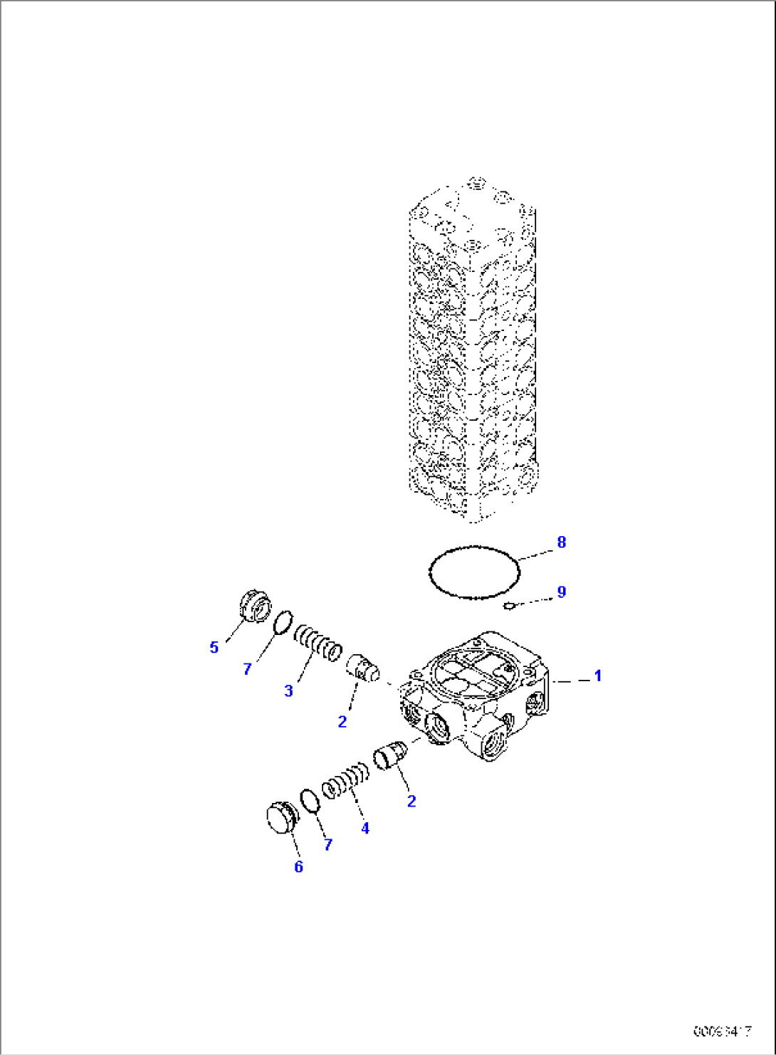 MAIN CONTROL VALVE, FOR MACHINE WITH 2-PIECE BOOM, INNER PARTS (5/15)