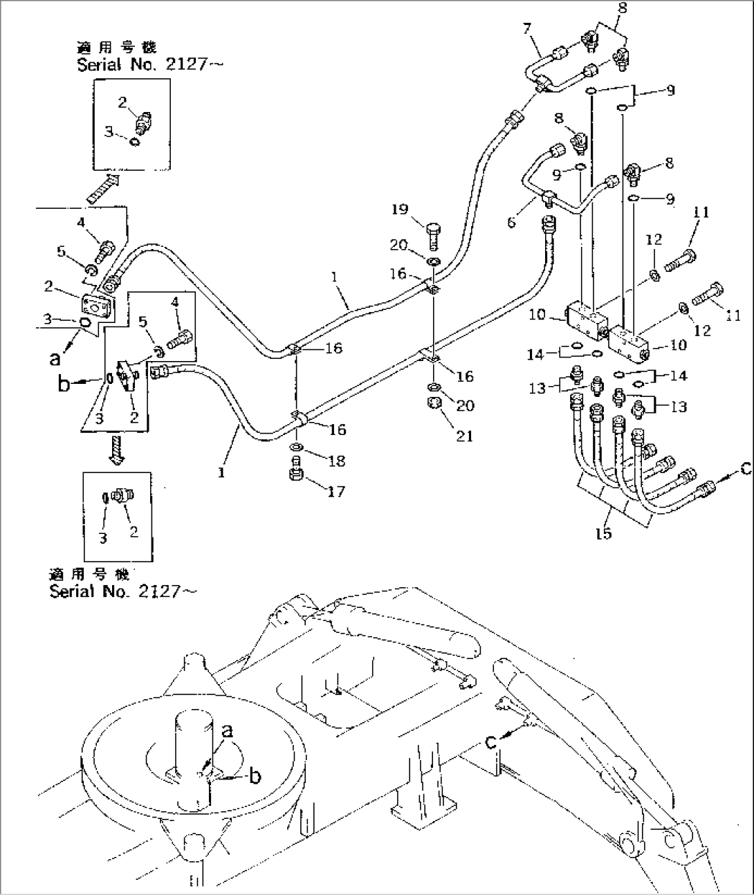 OUTRIGGER HYDRAULIC PIPING (LOWER) (L.H.¤ R.H. GEARED MOVEMENT)(#1601-2300)