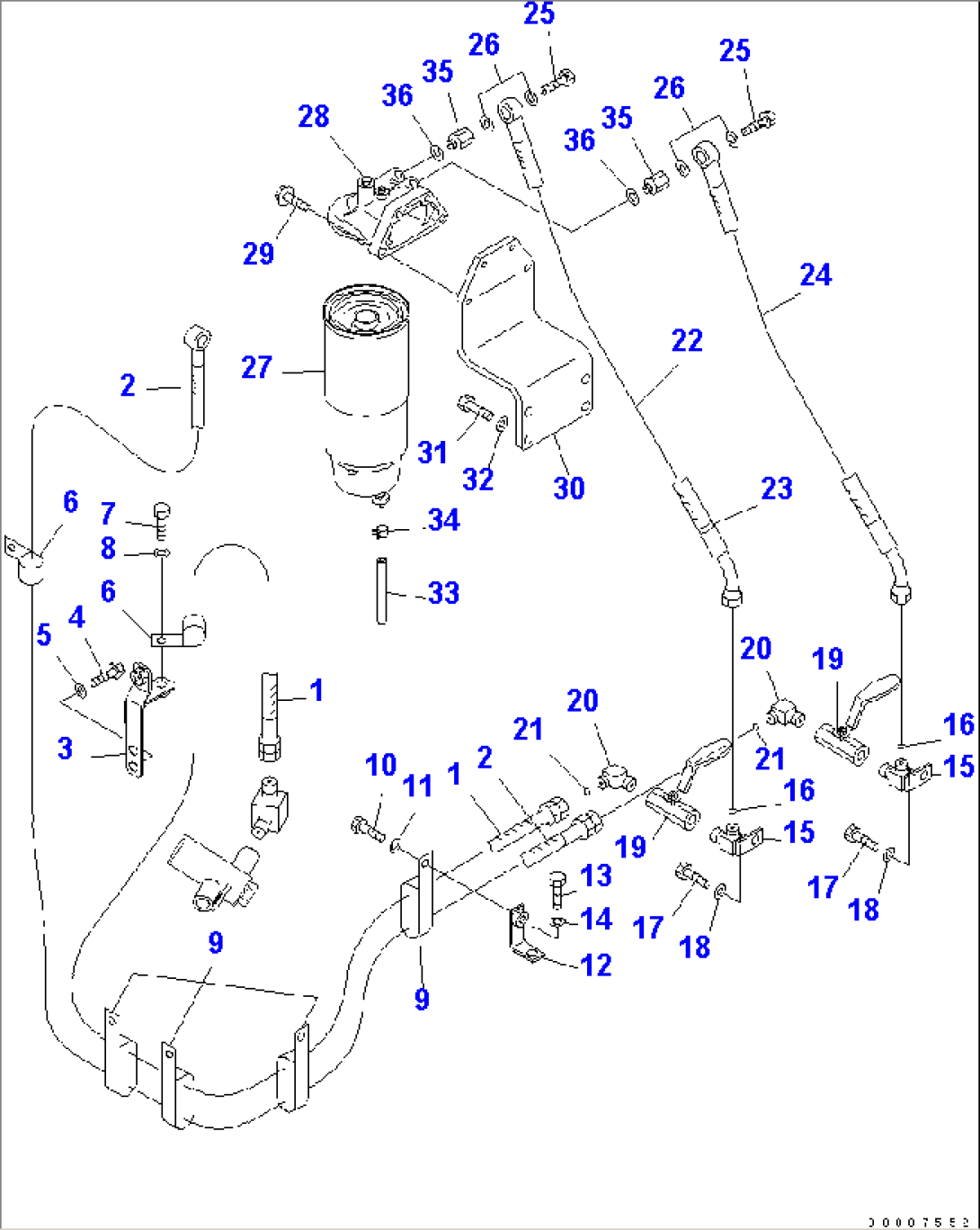 FUEL LINES (WATER SEPARATOR AND FILTER) (WITH ADDITIONAL FILTER AND WATER SEPARATOR)(#40001-40068)