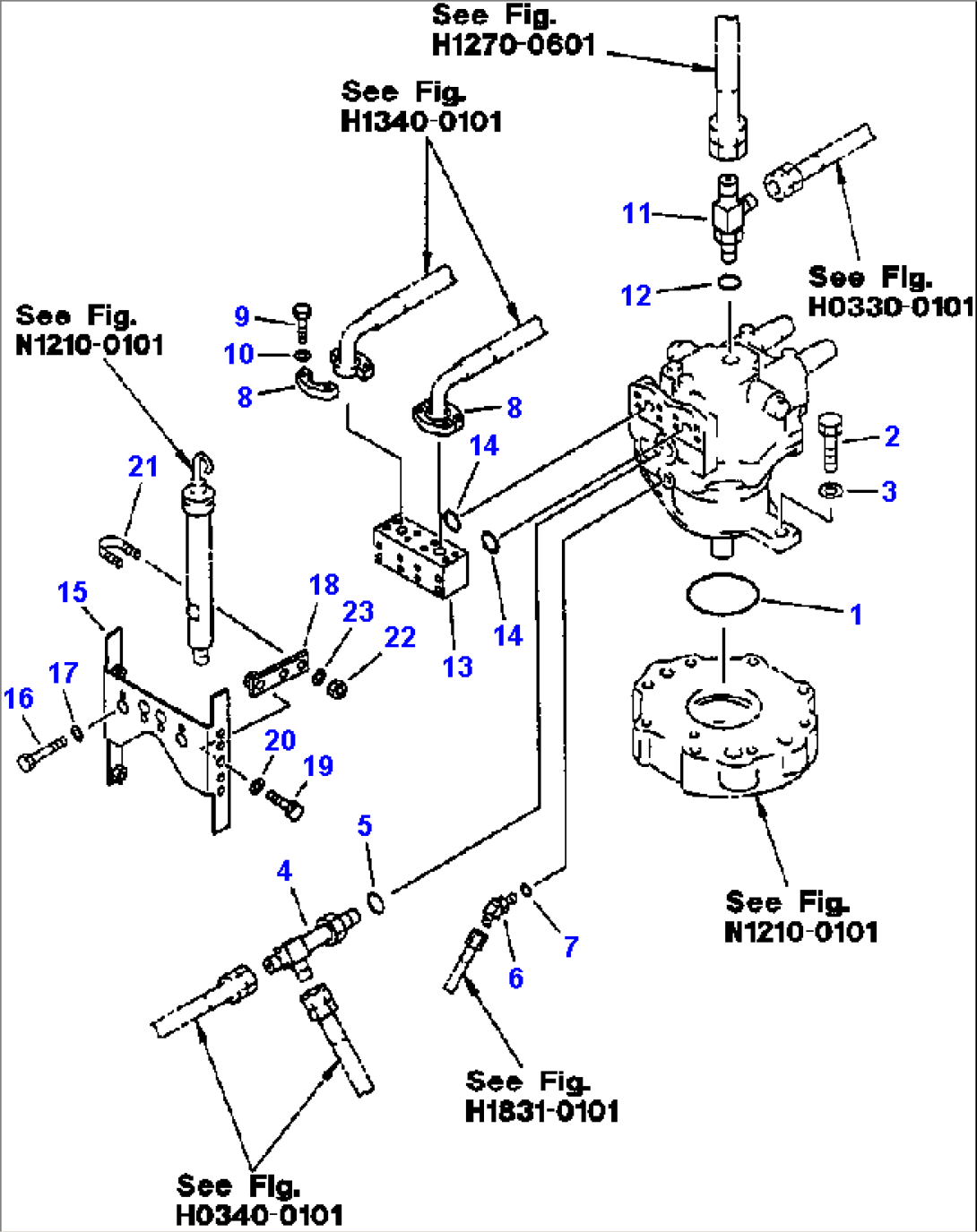 FIG NO. N1220-0102 SWING MOTOR (CONNECTING PARTS) (FOR ADDITIONAL PIPING FOR 1 ACTUATOR)