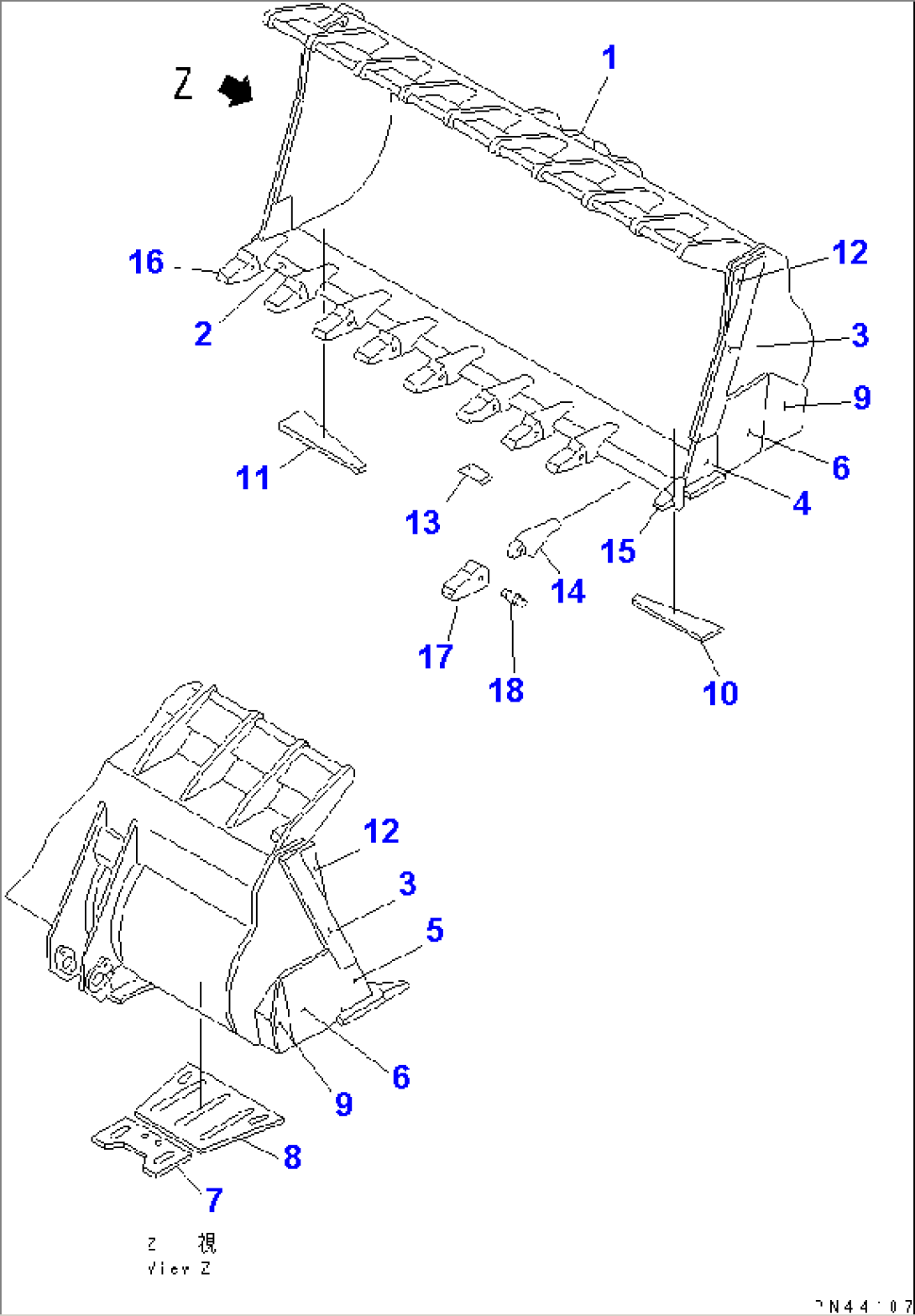 BUCKET¤ 10.5M3 (WITH TOOTH)(#10501-)