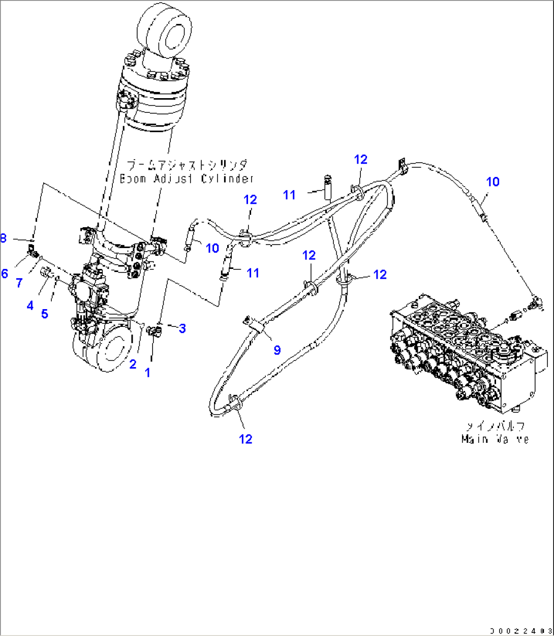 BOOM ADJUST CYLINDER (WITH SAFETY VALVE) (PIPING)