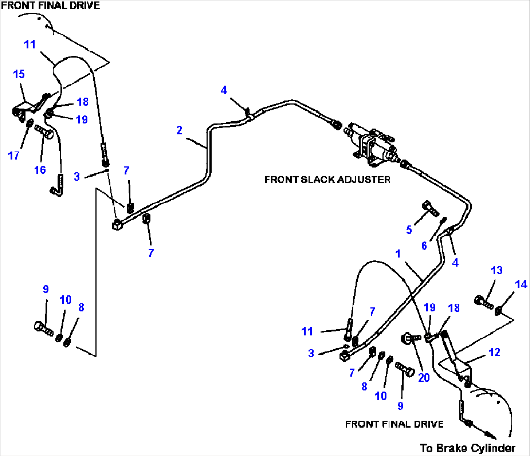 H3540-03A0 BRAKE PIPING SLACK ADJUSTER TO FR0NT AXLE
