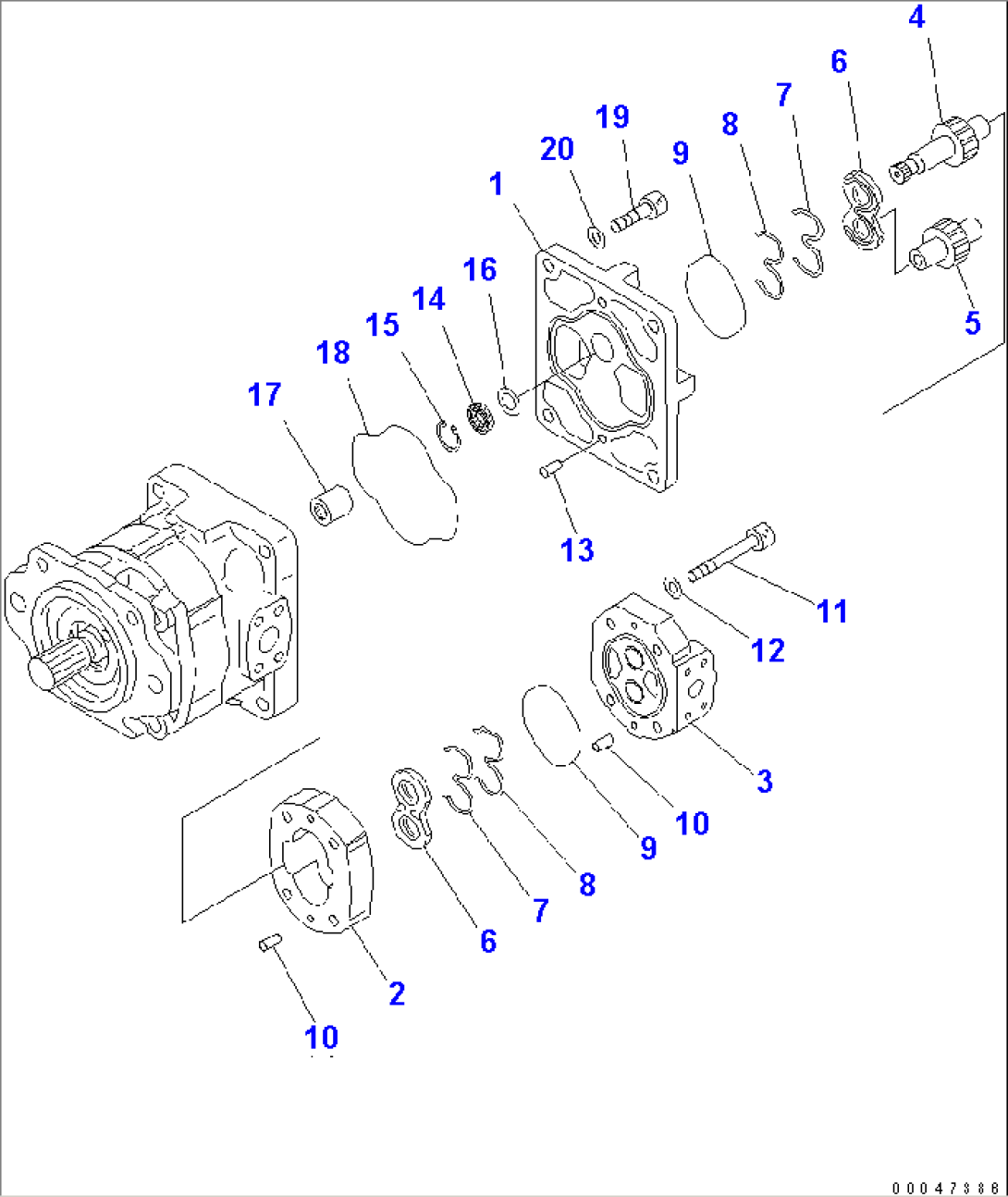 HYDRAULIC PUMP (2/2) (P.P.C.)(#55001-)